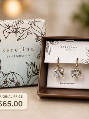 Serefina Gold-Tone Drop Earrings with Clear Crystals